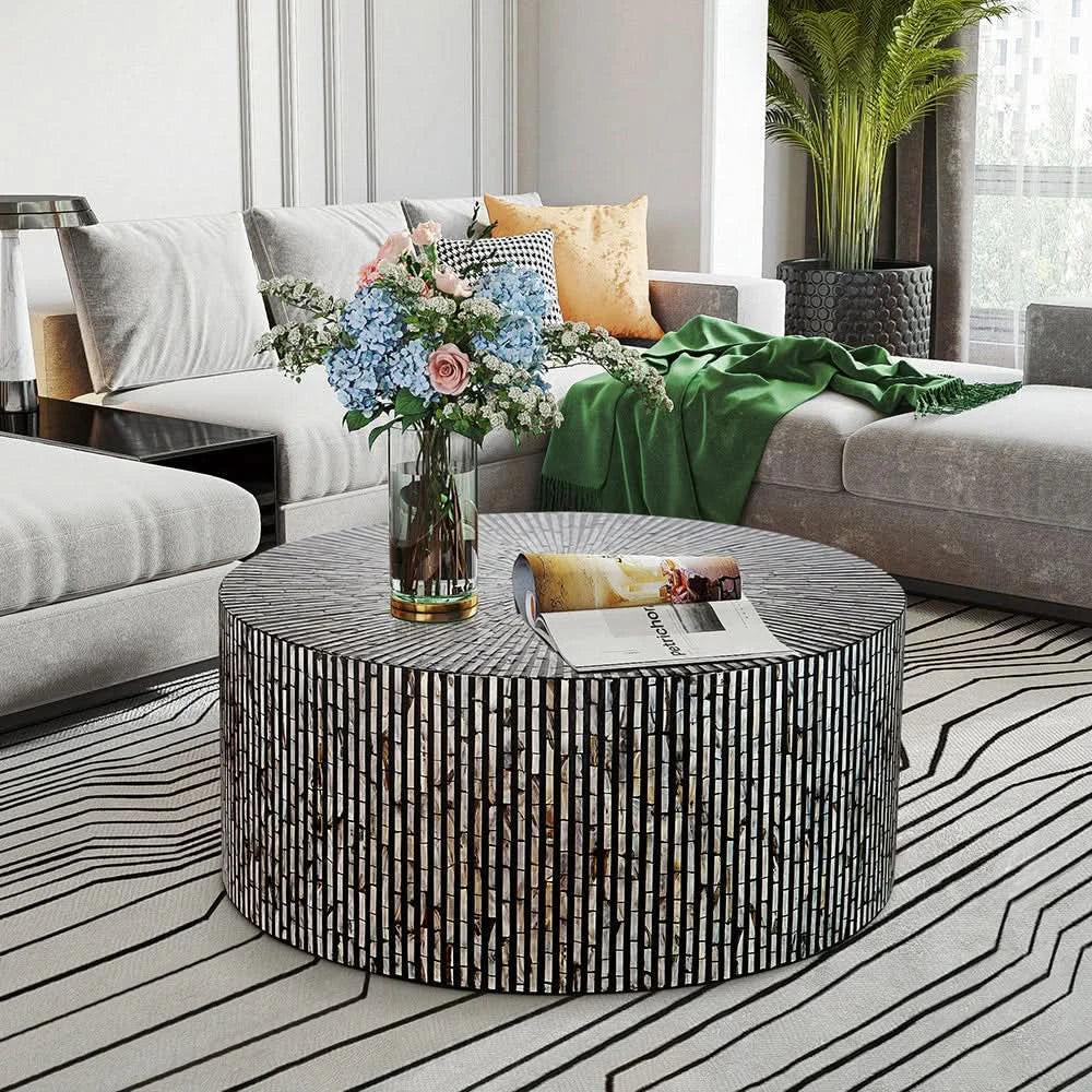 FALLON MOTHER OF PEARL HAND MADE COFFEE TABLE - MyChocolateWood