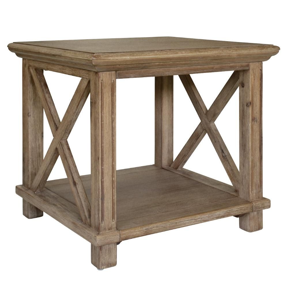 DEVONSHIRE ACACIA TIMBER LAMP TABLE SIDE TABLE BRUSHED KHAKI - MyChocolateWood