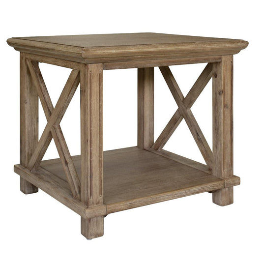 DEVONSHIRE ACACIA TIMBER LAMP TABLE SIDE TABLE BRUSHED KHAKI - MyChocolateWood