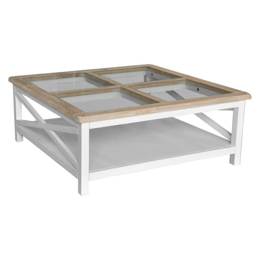 CHRISTA HAMPTON SOLID ACACIA SQUARE COFFEE TABLE LIGHT OAK/WHITE - MyChocolateWood