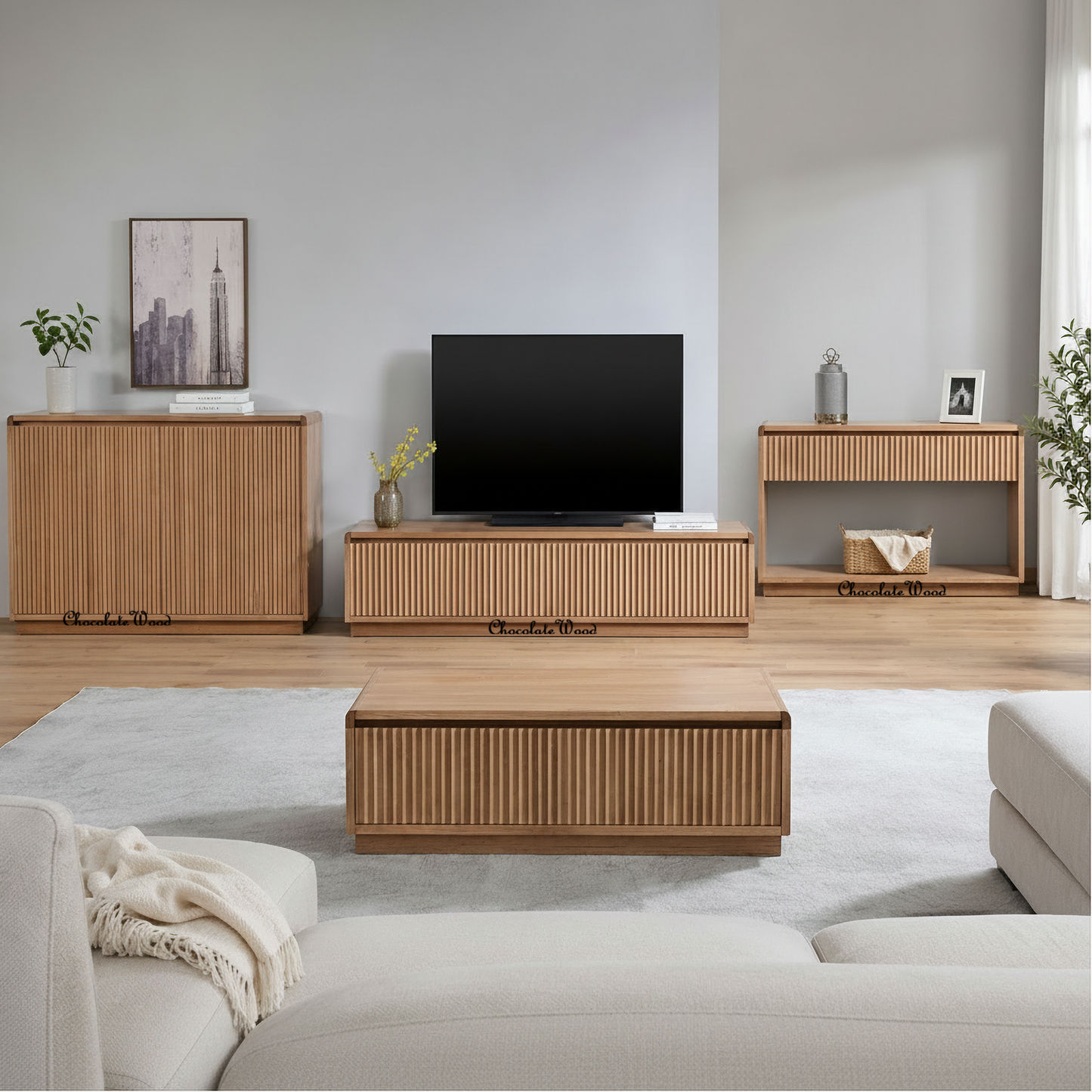 Denby Messmate Timber 4-Door Buffet/Sideboard Light Smoke