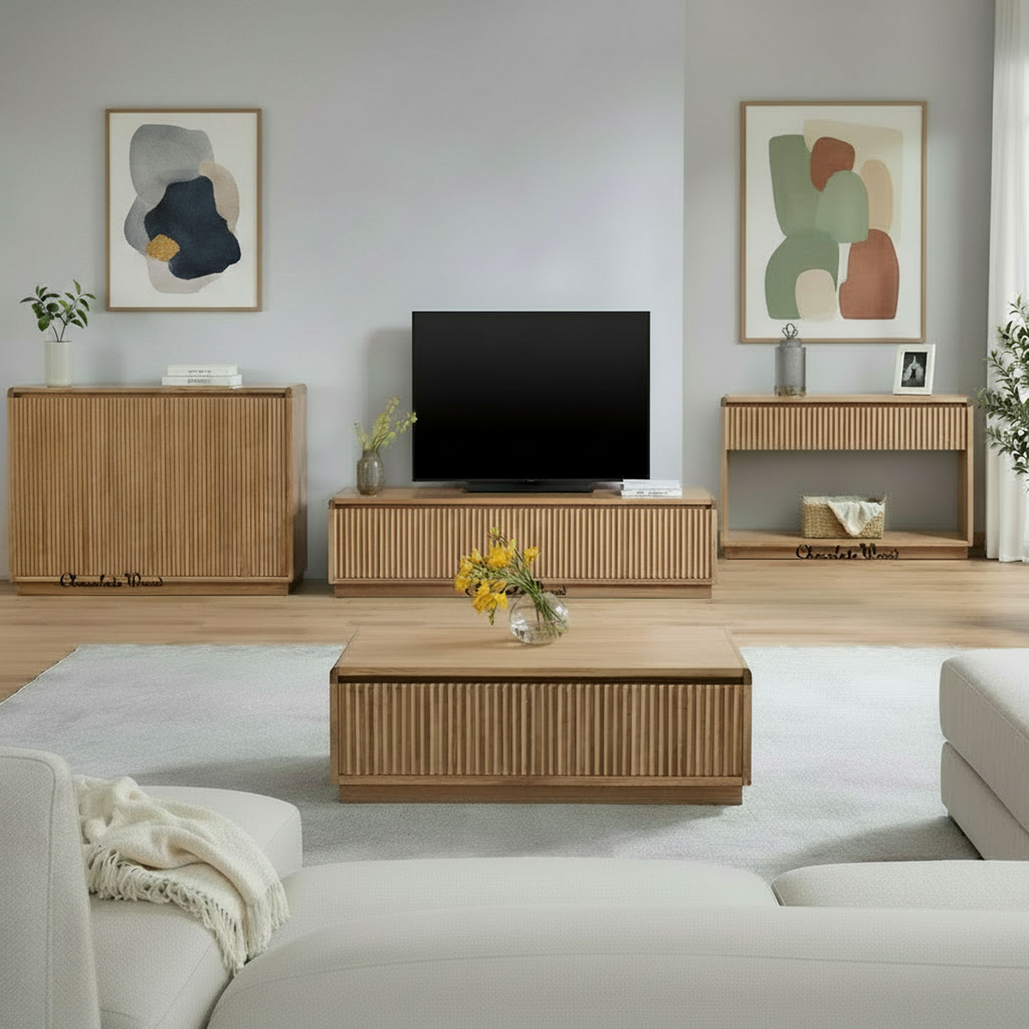 Denby Messmate Timber 2-Drawer Console Table/Hall Table Light Smoke