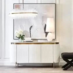 DENEUVE 3 DOOR BUFFET/SIDEBOARD WHITE WITH CARRARA MARBLE TOP - MyChocolateWood
