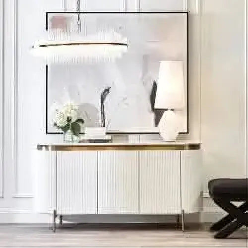 DENEUVE 3 DOOR BUFFET/SIDEBOARD WHITE WITH CARRARA MARBLE TOP - MyChocolateWood
