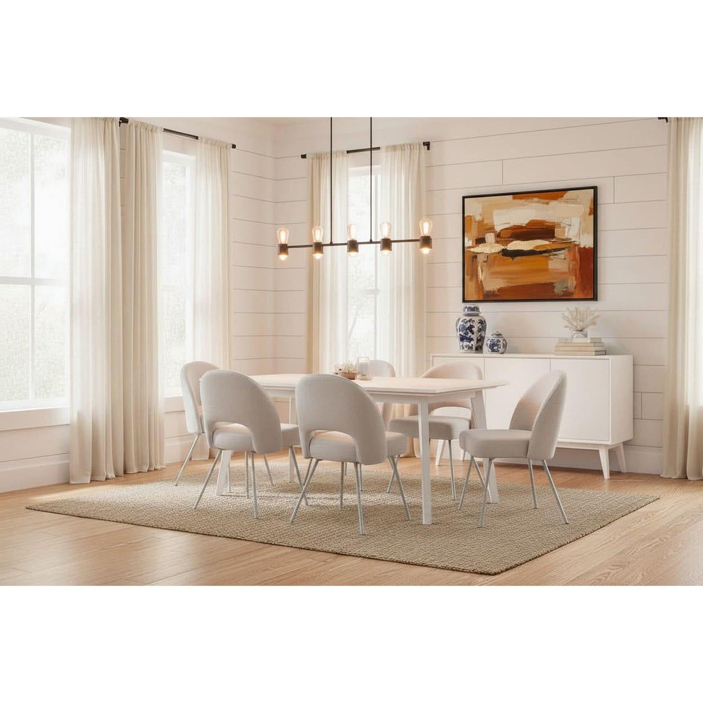 Halifax Solid Acacia Dining Table 180cm in Brushed White