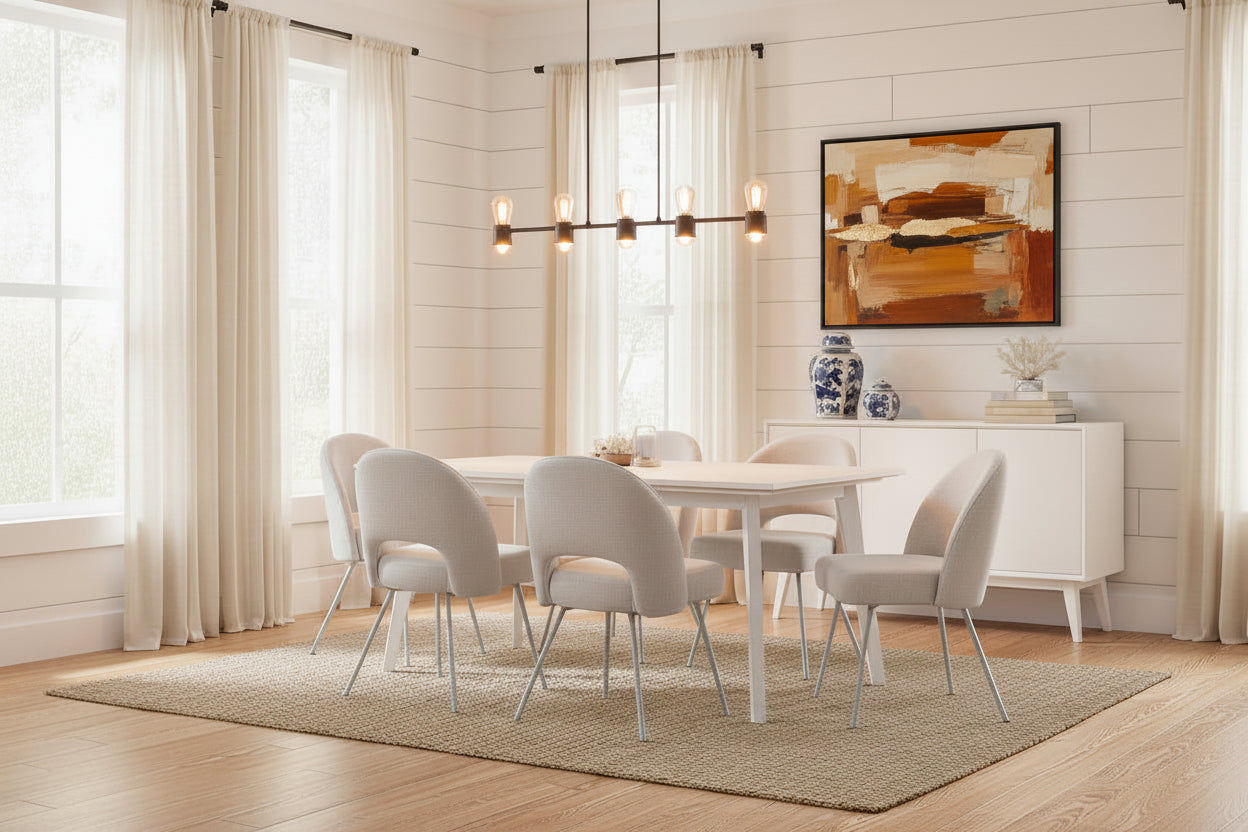 HALIFAX SOLID ACACIA DINING CHAIR FABRIC UPHOLSTERY COASTAL ASH /WHITE