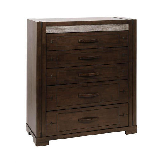 Heritage Malaysian Hardwood 5-Drawer Tallboy / Chest of Drawers in Charcoal Grey