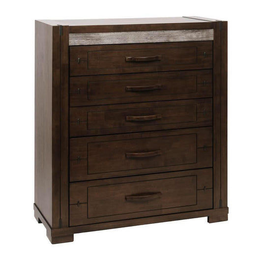 Heritage Malaysian Hardwood 5-Drawer Tallboy / Chest of Drawers in Charcoal Grey
