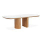 CASPIAN OAK OVAL DINING TABLE  WHITE CERAMIC TOP/NATURALWOODEN LEGS 220CM - MyChocolateWood
