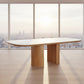CASPIAN OAK OVAL DINING TABLE NATURALWOODEN LEGS/ WHITE CERAMIC TOP - MyChocolateWood