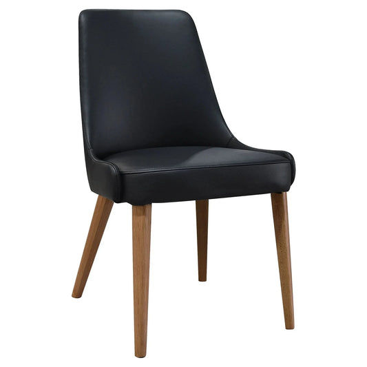 ELISEO LEATHER DINING CHAIR - SOLID TIMBER FRAME - BLACK