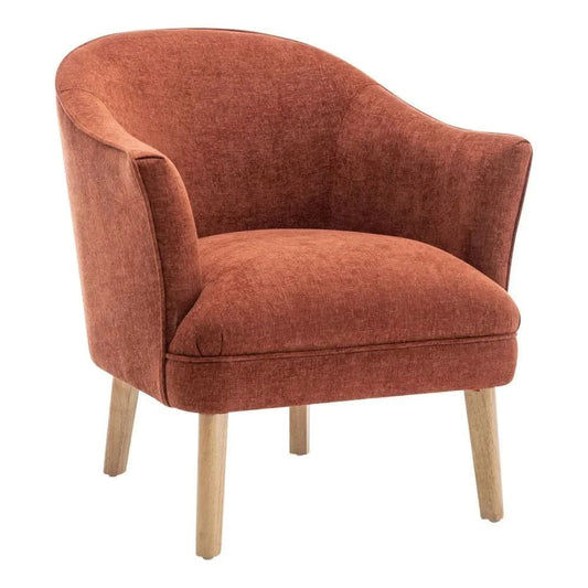 ELMORE CHENILLE FABRIC TUB CHAIR/OCCASIONAL CHAIR TERRACOTTA - MyChocolateWood