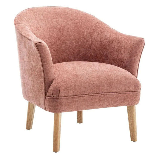 Elmore chenille fabric coral tub chair by MyChocolateWood, featuring plush upholstery and a comfortable, stylish design.