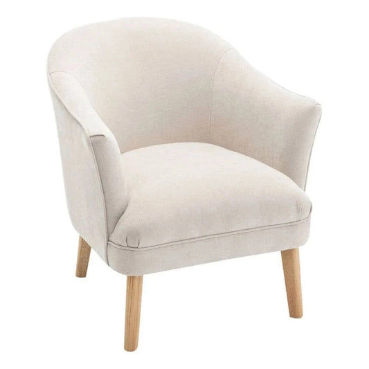 ELMORE CHENILLE FABRIC TUB CHAIR/OCCASIONAL CHAIR CREAM - MyChocolateWood