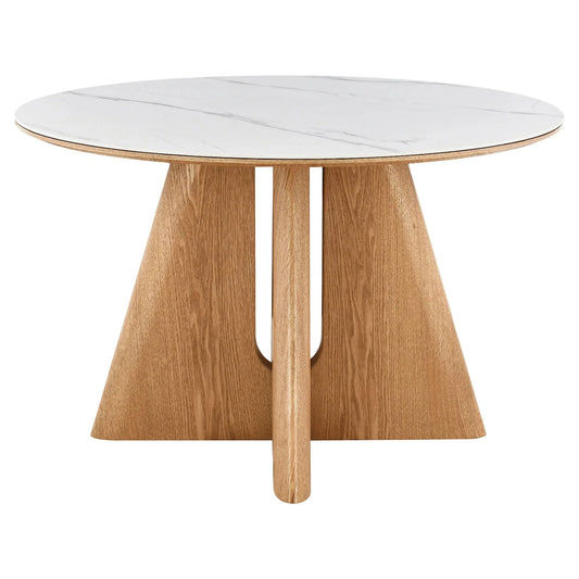 Enica Round Dining Table with Matte Ceramic Top 120cm