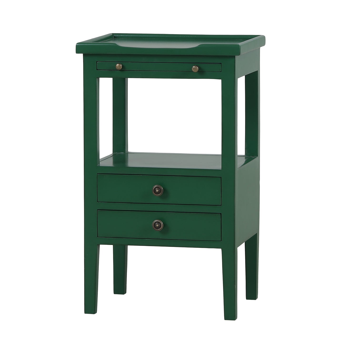 Oatlands Mahogany 2-Drawer 1-Shelf Side Table / Lamp Table / Bedside Table Jade Green