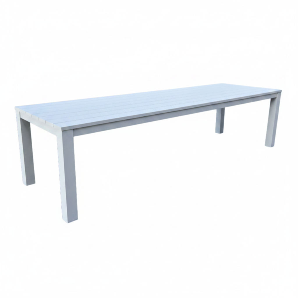 Finnigan 11 pce. Outdoor Aluminium Dining Set in White/Grey