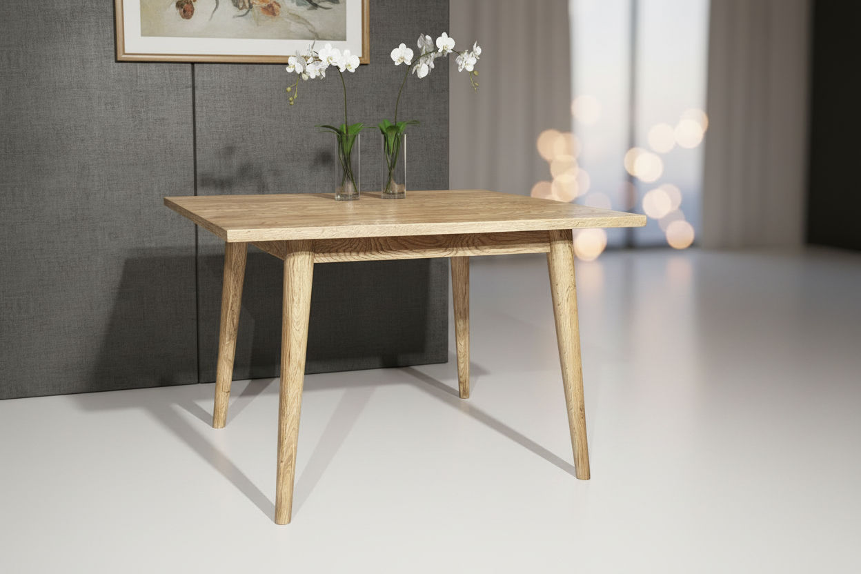 FITAN SOLID OAK SQUARE DINING TABLE (90 X 90) NATURAL + 4 MELROSE SOLID OAK CROSSBACK CHAIRS NATURAL - MyChocolateWood
