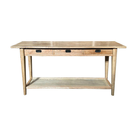 FITAN SOLID OAK  3-DRAWER CONSOLE TABLE/HALL TABLE 160CM NATURAL - MyChocolateWood