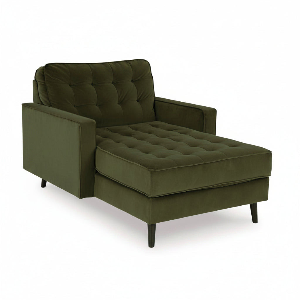 Flavia Fabric 1 seater Chaise - Green Velvet