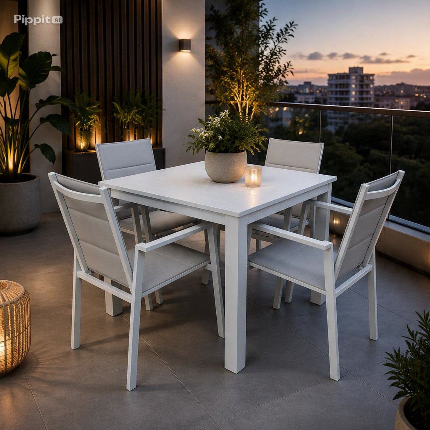 Finnigan 5 pce. Outdoor Aluminium Dining Set in White/Grey
