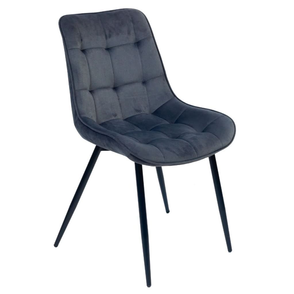 RENI VELVET FABRIC DINING CHAIR GREY - MyChocolateWood