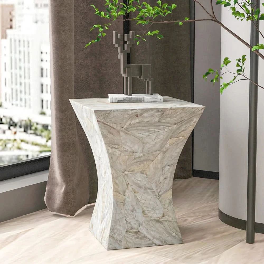 NOBELL MOTHER OF OF PEARLHAND MADE SIDE TABLE/LAMP TABLE - MyChocolateWood