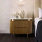 DENEUVE BEDSIDE TABLE ANTIQUE GOLD WITH CARRARA MARBLE TOP - MyChocolateWood