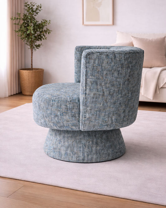 JODIE GREY FABRIC SWIVEL CHAIR LOUNGE CHAIR ACCENT CHAIR -