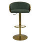 Cilla Gas Lift Swivel Bar Stool Verdant Green with Gold Accents