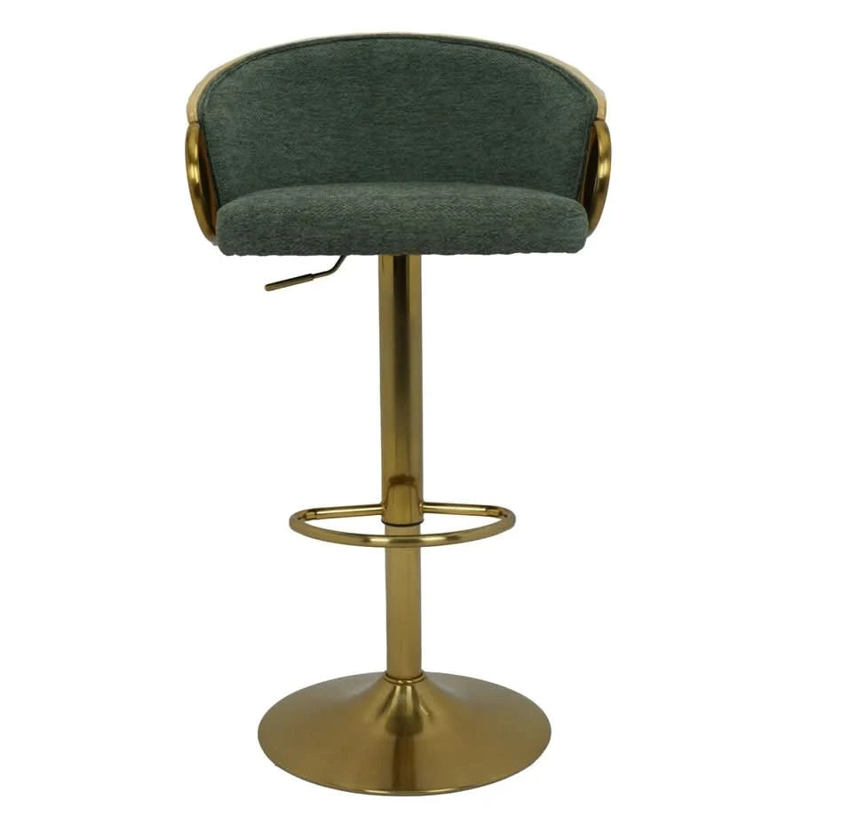 Cilla Gas Lift Swivel Bar Stool Verdant Green with Gold Accents