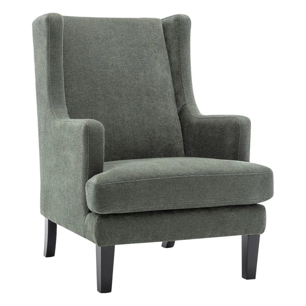 SILAS WINTER MOSS CHENILLE WING BACK ARMCHAIR/OCCASIONAL CHAIR - MyChocolateWood