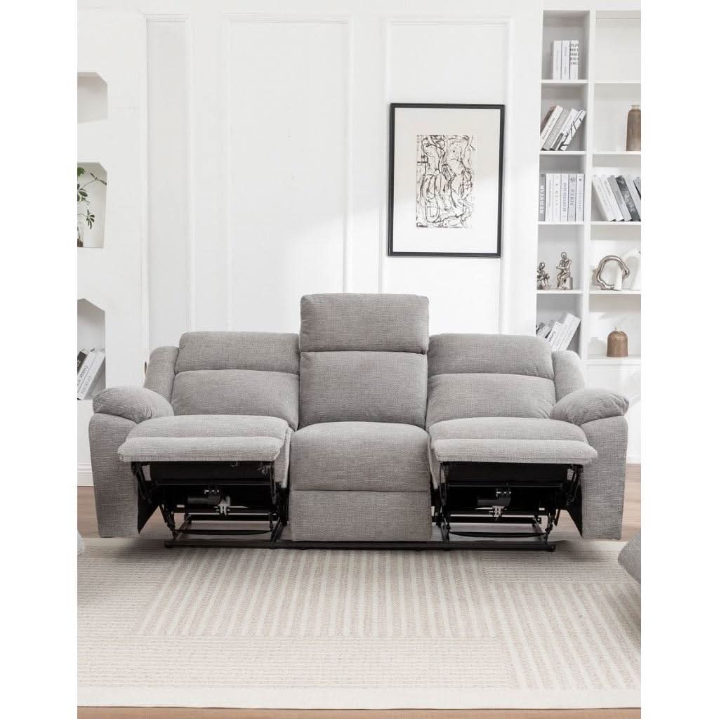 ALLOA FABRIC 3-SEATER ELECTRIC RECLINER SOFA GREY - MyChocolateWood