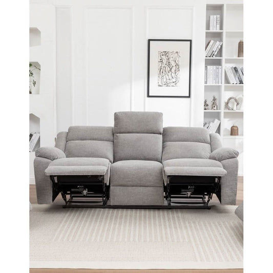 ALLOA FABRIC 3-SEATER ELECTRIC RECLINER SOFA GREY - MyChocolateWood