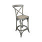 EMERSON CROSS BACK BAR STOOL WITH RATTAN SEAT GREY- 65CM SEAT HEIGHT - MyChocolateWood