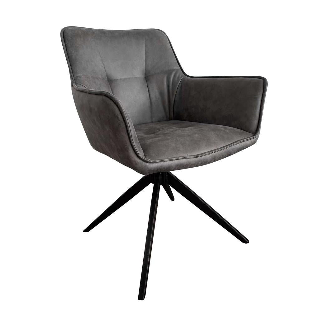 Reece Fabric Swivel Dining Armchair / Accent Chair in Grey