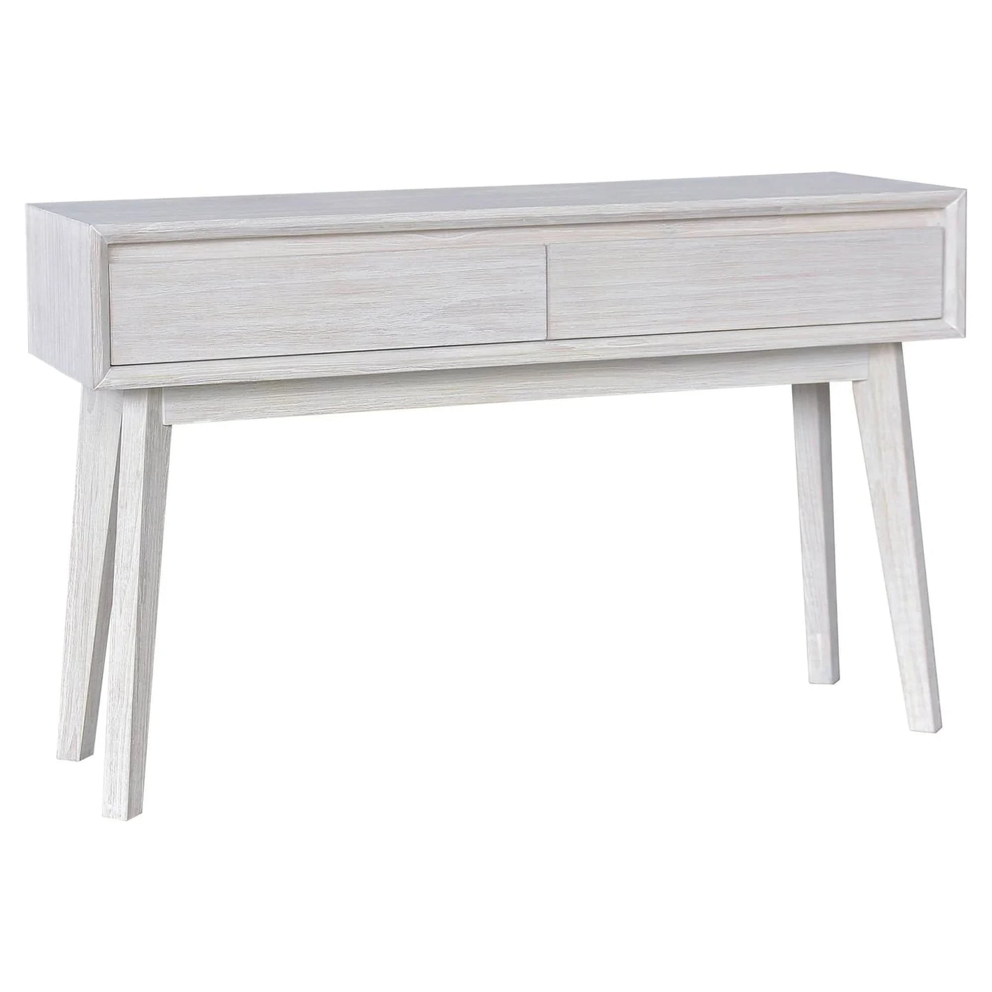 Halifax Solid Acacia 2-Drawer Console Table / Hall Table in Brushed White