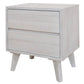 Halifax Solid Acacia 2-Drawer Bedside Table in Brushed White