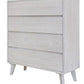 Halifax Solid Acacia 4-Drawer Tallboy/ 4-Drawer Chest of Drawers in Brushed White