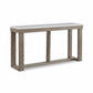 Herrington Oak Hall Table/Console Table in Greyish-Brown Wood Tone with Natural Marble Table Top