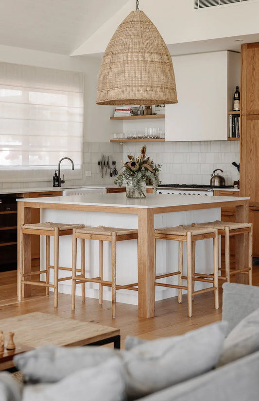 BRYNN BACKLESS KITCHEN STOOL WITH ROPE SEAT -66CM SEAT HEIGHT NATURAL - MyChocolateWood