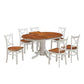 SURREY SOLID RUBBERWOOD OVAL EXTENSION DINING TABLE BURNISHED OAK/WHITE 106.6-150CM - MyChocolateWood