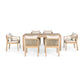 IRINI ACACIA WOOD 7-PIECE OUTDOOR DINING SET SANDBLAST COLOURED FRAME/STONE COLOURED FABRIC - MyChocolateWood