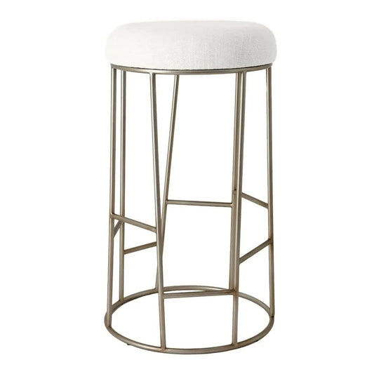 JACE GOLD STEEL BAR STOOL - NATURAL LINEN - MyChocolateWood