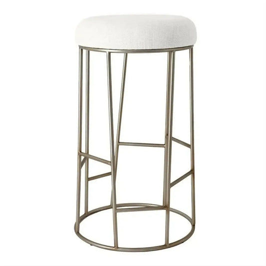 JACE GOLD STEEL BAR STOOL - NATURAL LINEN - MyChocolateWood