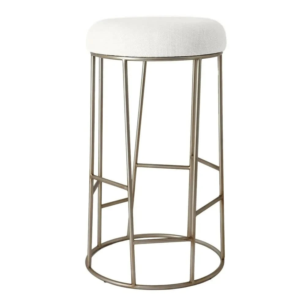 JACE GOLD STEEL BAR STOOL - NATURAL LINEN - MyChocolateWood