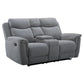 Kallea Fabric 2-Seater Manual Recliner Sofa - Steel - Chocolate Wood