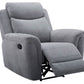 Kallea Fabric 1-Seater Manual Recliner Armchair - Steel - Chocolate Wood
