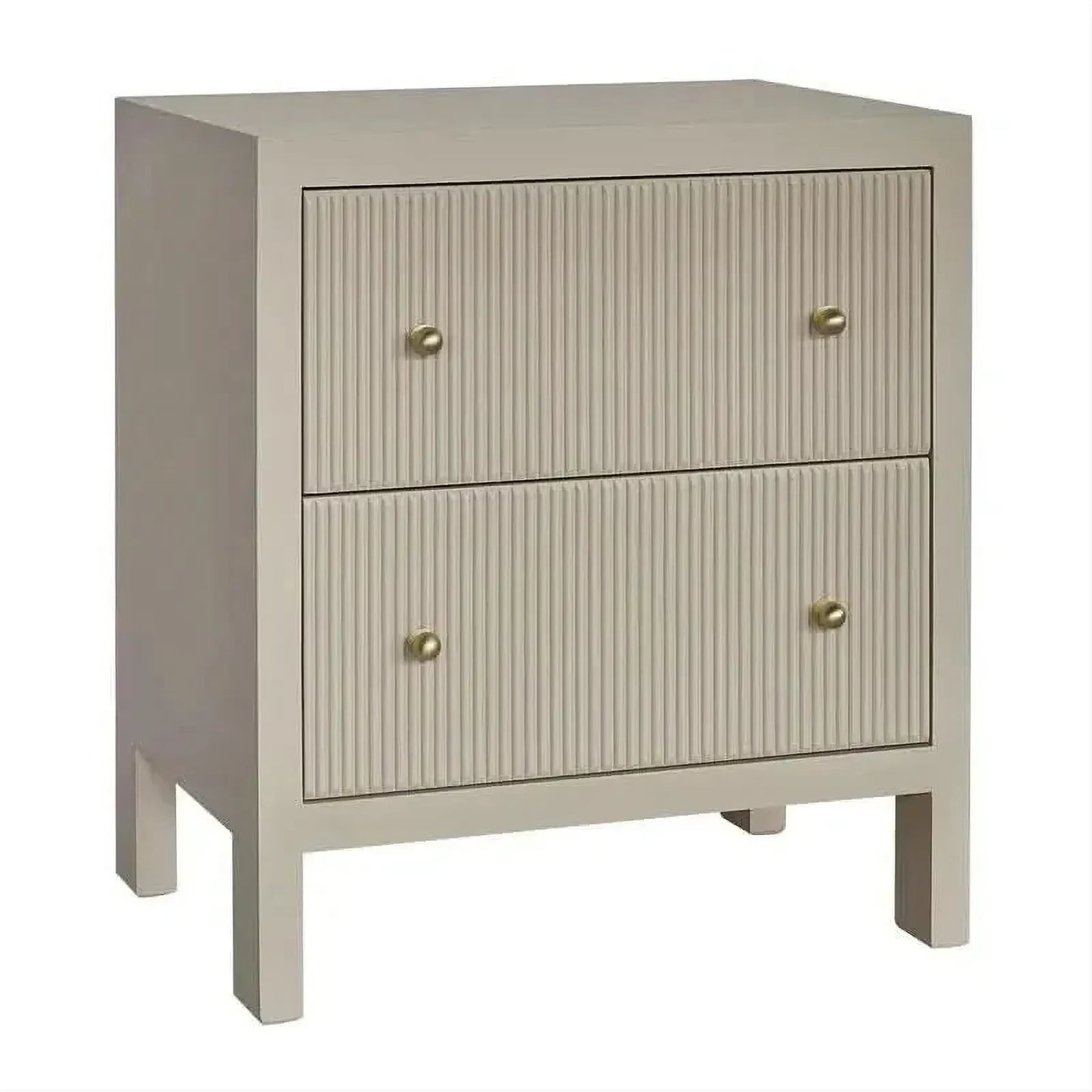 Jayla Large 2-Drawer Bedside Table in Beige - Chocolate Wood