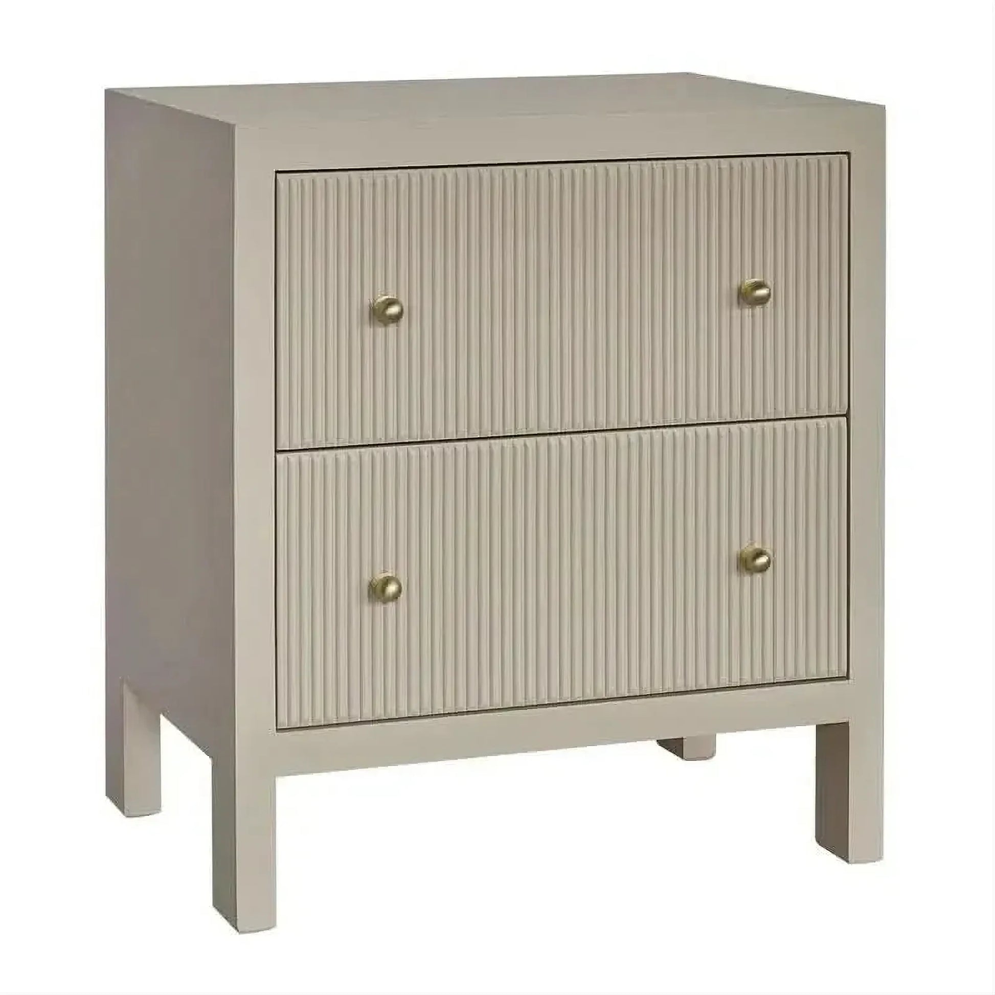 Jayla Large 2-Drawer Bedside Table in Beige - Chocolate Wood